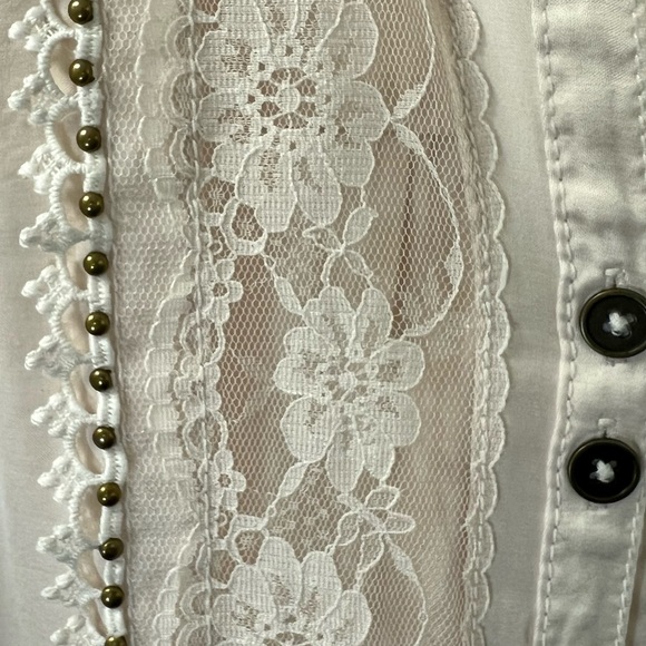 Pilcro the Quincy Cream Lace Button-Down Blouse - Picture 7 of 8